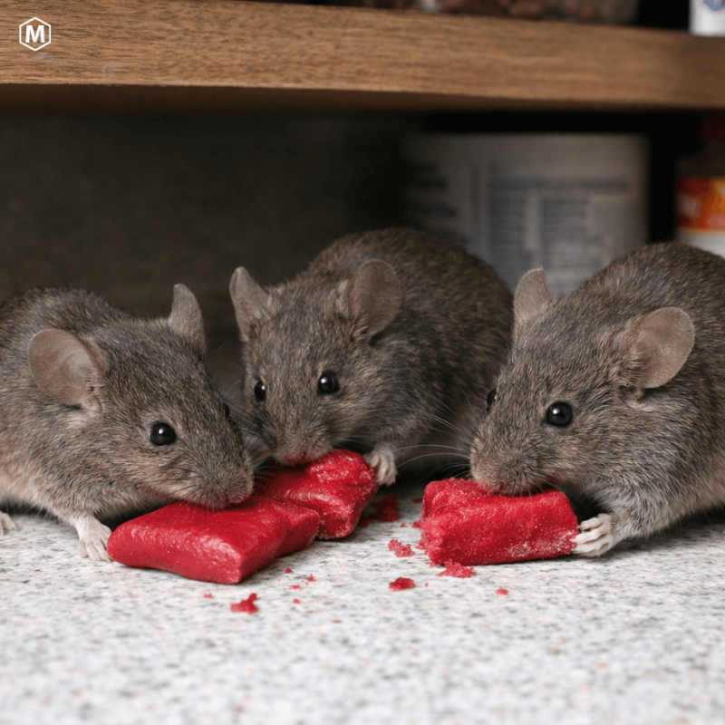 Ratas comiendo Rataquill cebo fresco pasta